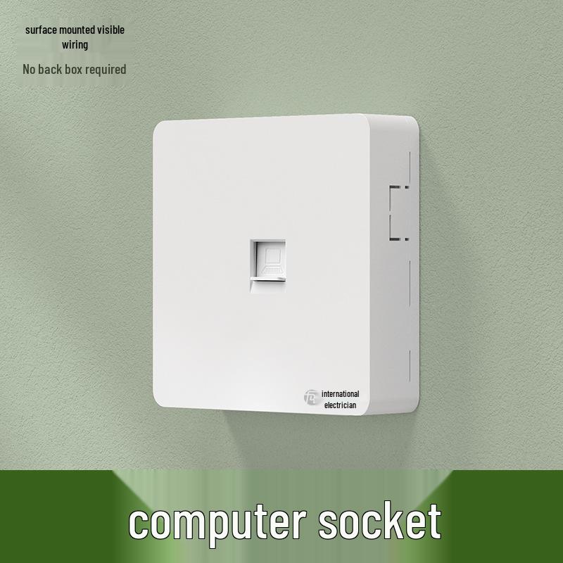 Ultra-Thin Surface-Mounted Single-Control Wall Switch & Socket Panel with Surface Box Outlet, One-Gang Push Button for Household Lighting.