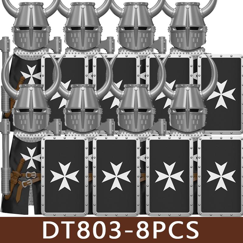 Medieval Roman Soldier Figures Building Blocks MIlitary Castle Warrior Hospital Templar Knight Flag Cloak Accessories Bricks Toy