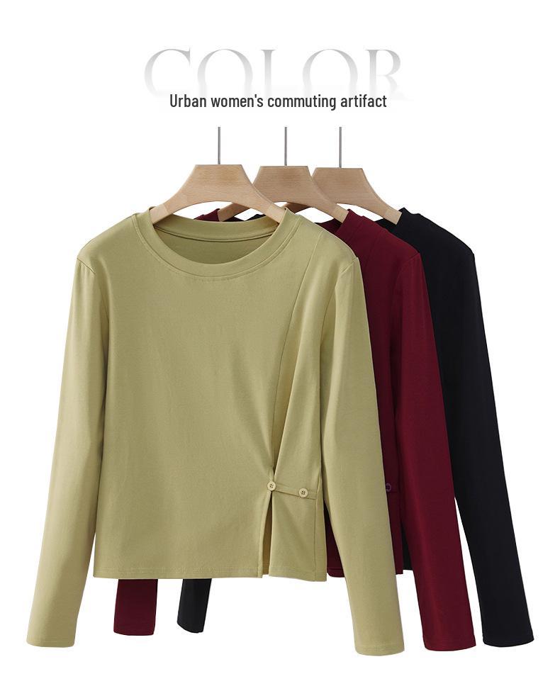 Women’s Slimming Round Neck Long-Sleeve T-Shirt for Spring/Autumn
