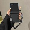 Dwukolorowe etui z paskiem na nadgarstek z gradientem dla Samsung Z Flip 8 flip7 FE Galaxy Z Flip 7 6 5 4 Przyjazne dla skóry Pokrowiec ochronny na zawias