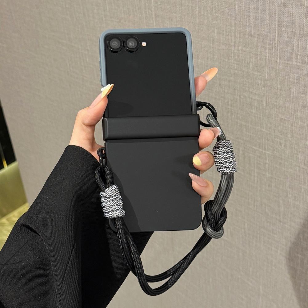 Dwukolorowe etui z paskiem na nadgarstek z gradientem dla Samsung Z Flip 8 flip7 FE Galaxy Z Flip 7 6 5 4 Przyjazne dla skóry Pokrowiec ochronny na zawias