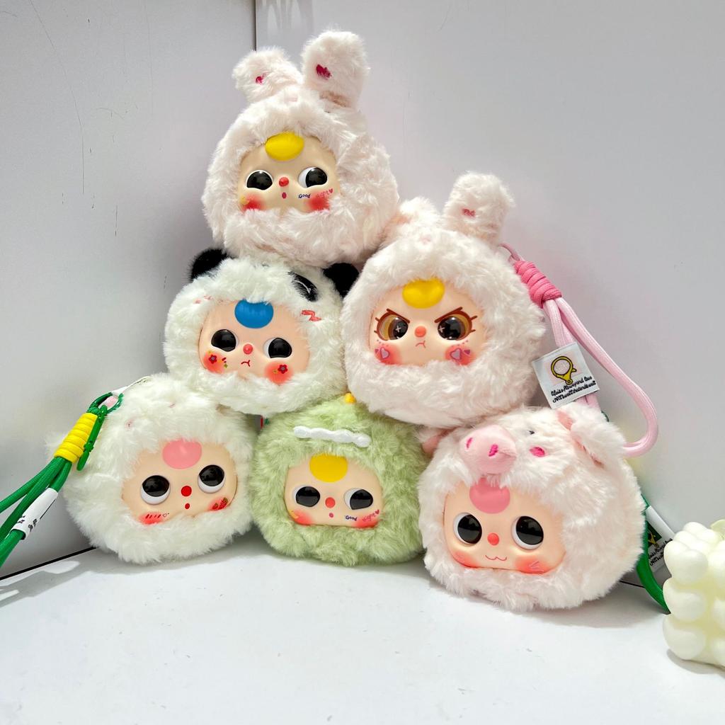 Cute Plush Panda Vinyl Toy Cartoon Bag Pendant Lovely Fluffy Chicken Keychain Ornament Girlfriend Birthday Gift