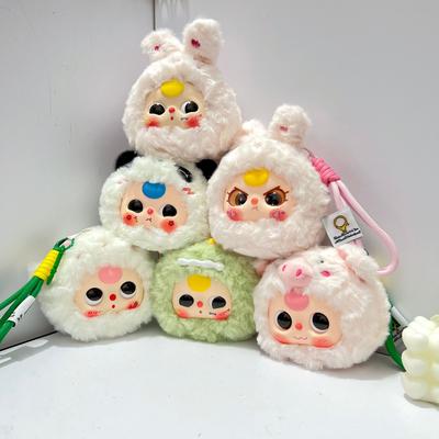 Cute Plush Panda Vinyl Toy Cartoon Bag Pendant Lovely Fluffy Chicken Keychain Ornament Girlfriend Birthday Gift