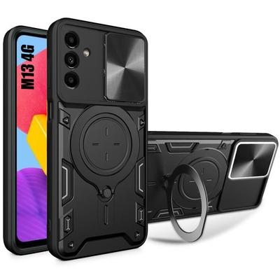 Etui Wstrząsoodporne - Samsung - Galaxy M13 - Czarne - Uchwyt Pierścień - Ochrona Aparatu