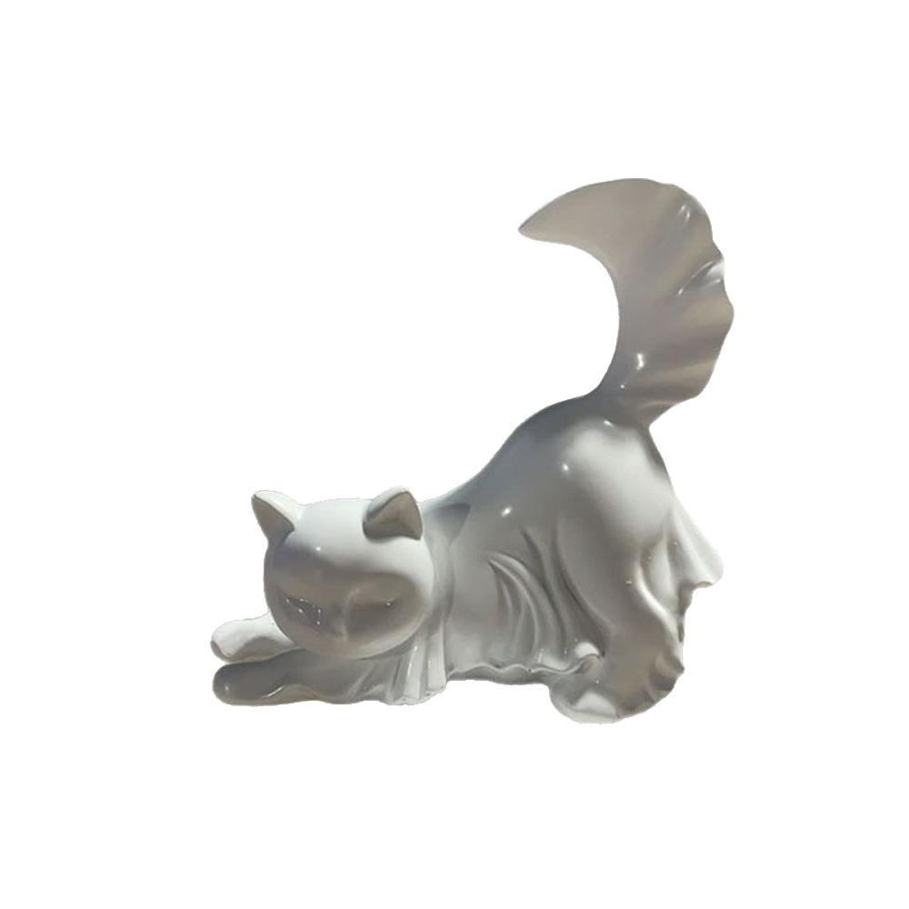 

White Halloween Black Cat Statue Glow in The Dark Halloween Cloak Ghost Halloween Home Decor White