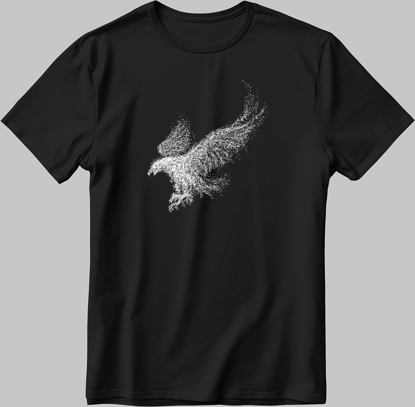 Black Cotton T-Shirt with Abstract Eagle Print K324 XL