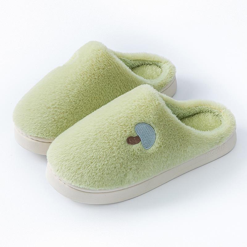 Cotton Slippers Women's Autumn and Winter Indoor Home Non-slip Thick Bottom Couple Style Velvet Warm Color Striped Cotton Drag Men