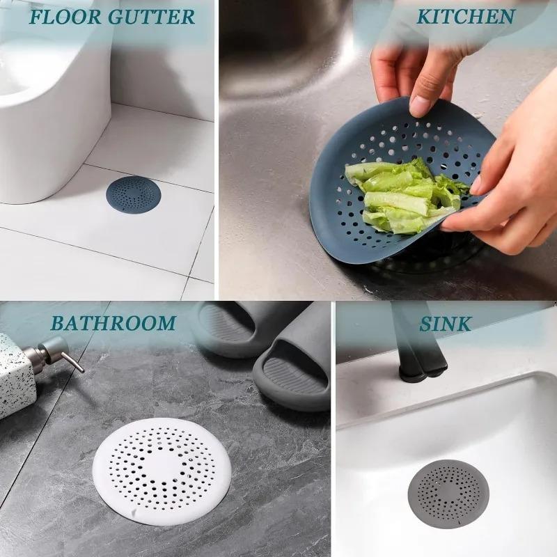 Atrapapelos para Desagüe de Ducha, Tapa de Desagüe para Bañera de Baño con Ventosa de 5.9 Pulgadas Colador de Fregadero de Silicona Adecuado para Bañera, Cocina