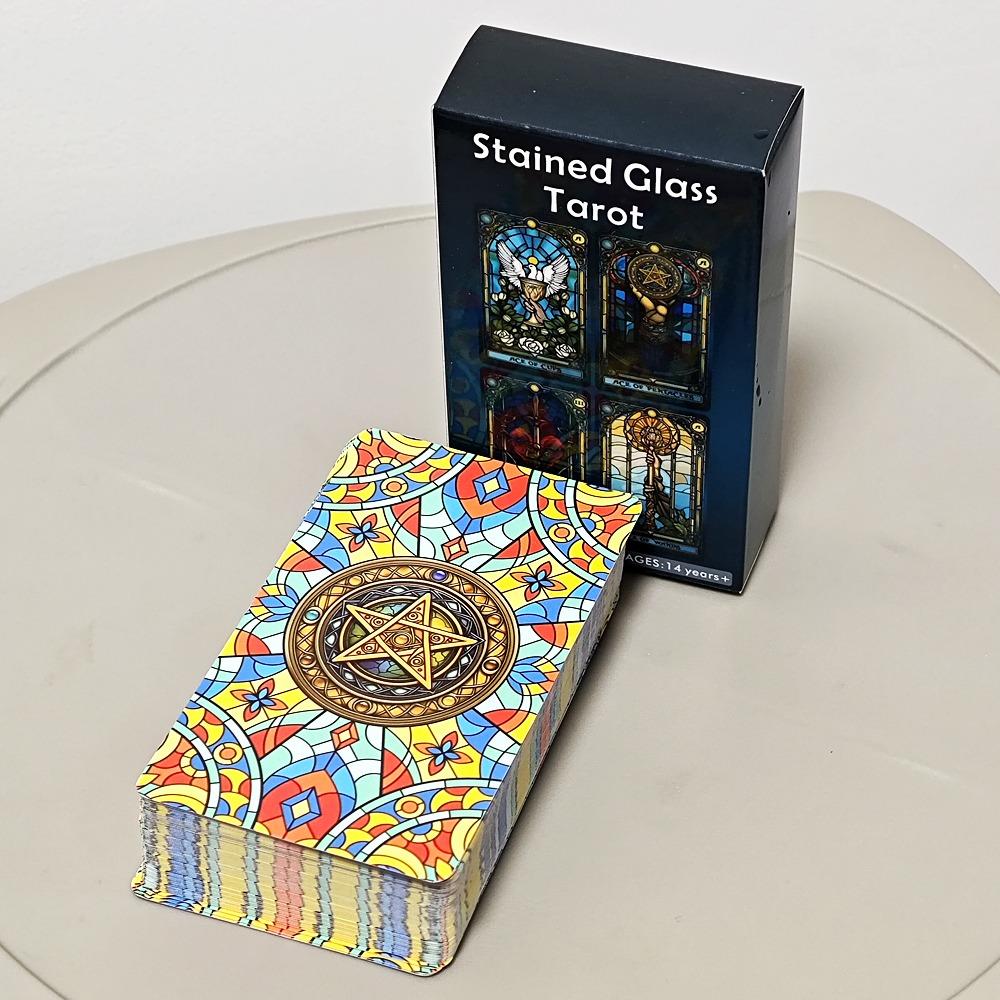10.3*6cm Complete Tarot Carding Stained Glass Set Inspired Rider Waite Smith Tarot Card Deck 78 Pcs Cards