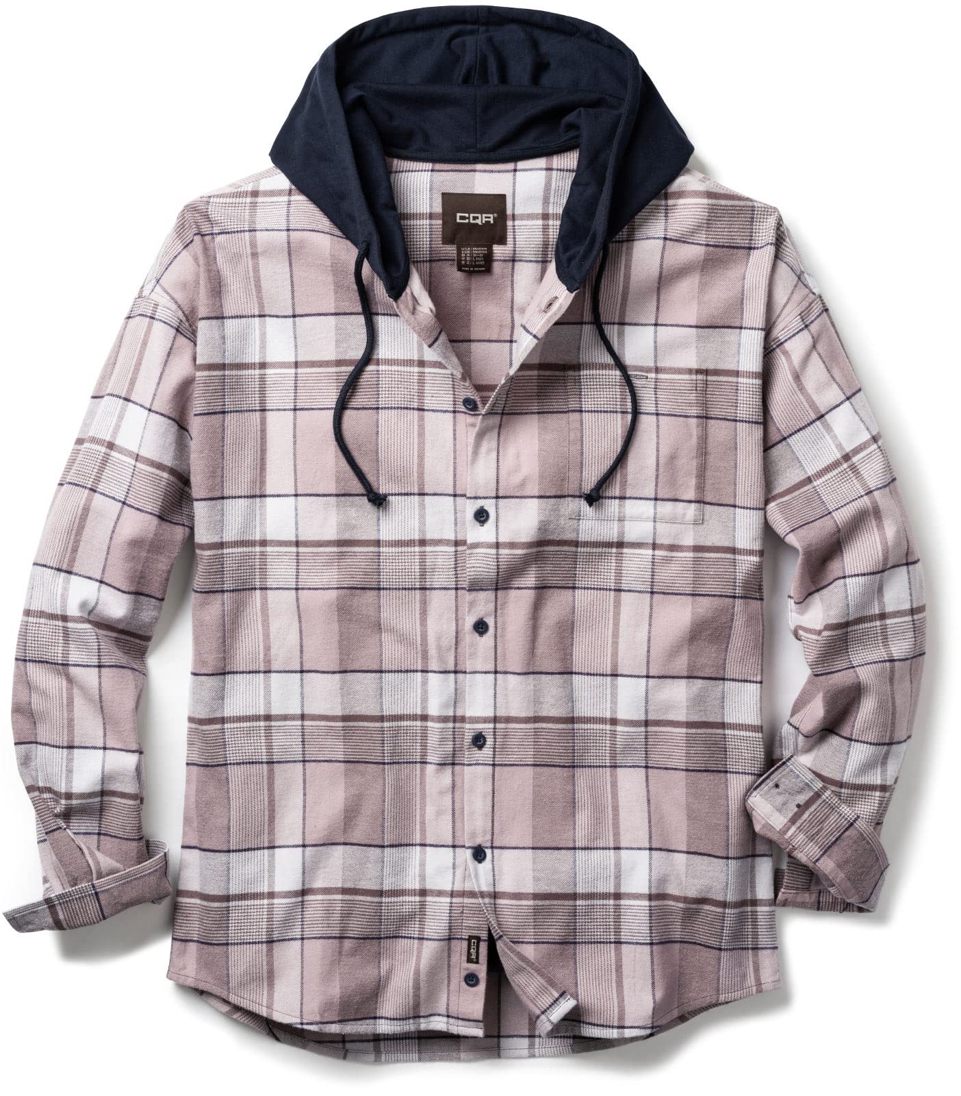 

CQR Long Sleeve Regular Fit Hooded Shirt and Solid Flannel Shirt with Perfect for Outdoor and American Casual and Winter Men s [Thick Durable]
