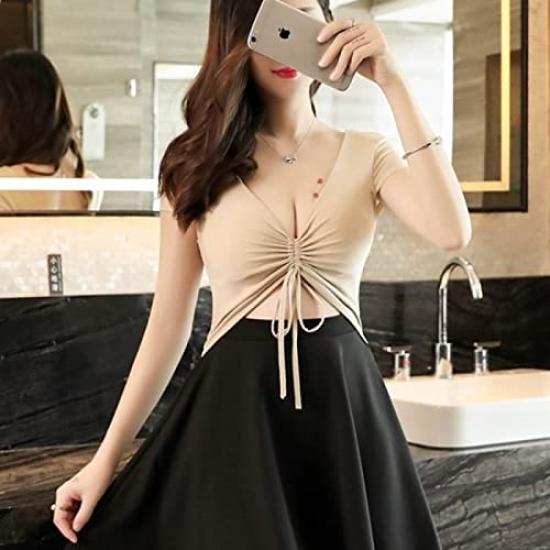 ISLAYCAOLILA DG6 Kerin Cabaret Mini Club Party Flared Mini Short Gathered Size Women's Dress, Dress, Dress, Dress, Dress, Dress, Set-Up Style, Ribbon,