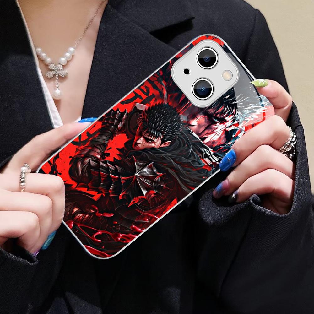Anime Berserk Phone Case For IPhone 14 13 12 Mini 11 Pro XS Max X XR 14 Plus Tempered Glass Cover
