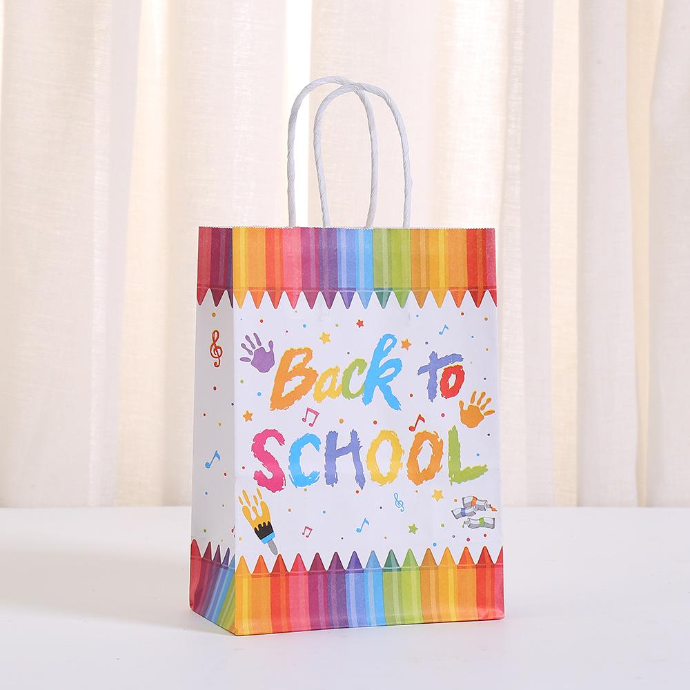 StoBag back to school gift wrapping bags colorful kids school theme paper tote bags personalized packaging for birthday treat