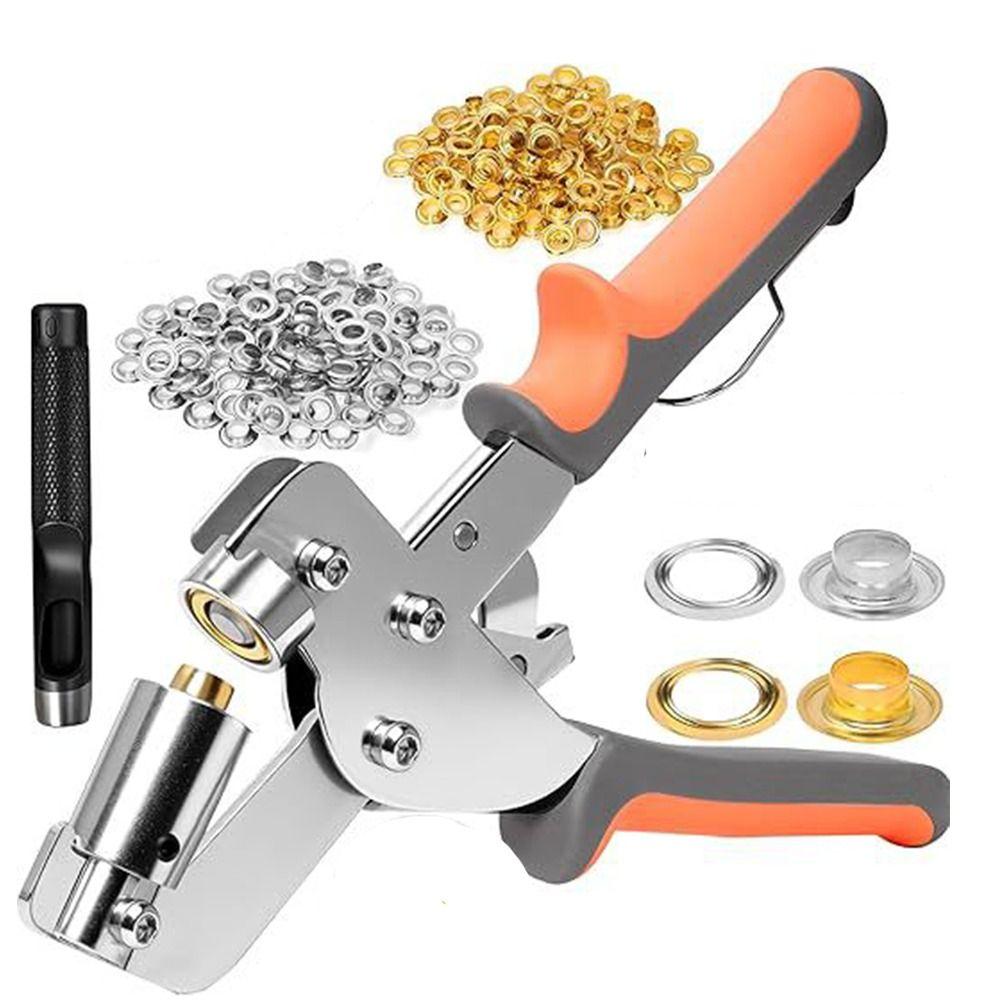 With Grommets Hand Press Grommet Puncher Manual Press Hole Punch Pliers Eyelet Installation Tool