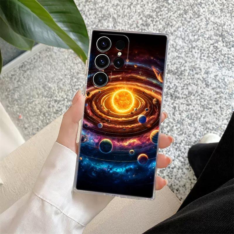 Vesmír Planeta Měsíc Hvězdy Vesmír Průhledný obal Pro Samsung Galaxy S26 S25 S24 S23 Ultra S21 FE S22 Plus S26 Ultra Kryt na telefon