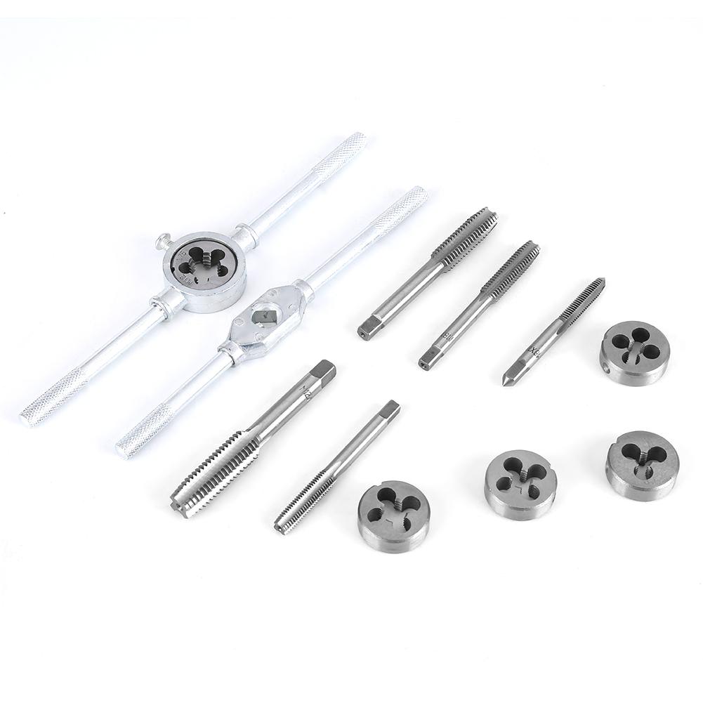 12 stücke M6M12 Schraube Mutter Gewinde Wasserhähne Stirbt Mit Schlüssel Griff Hand Tool Kit