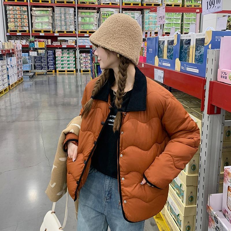 Real shot light down cotton clothes women's corduroy lapel short fashion casual cotton-padded jacket winter