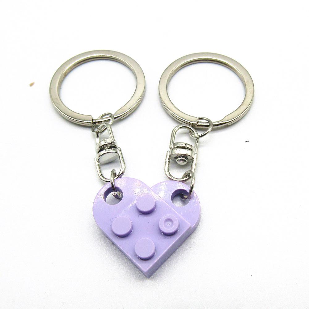 LEGO Heart Puzzle Keychain: European & American Style Building Block for Couples