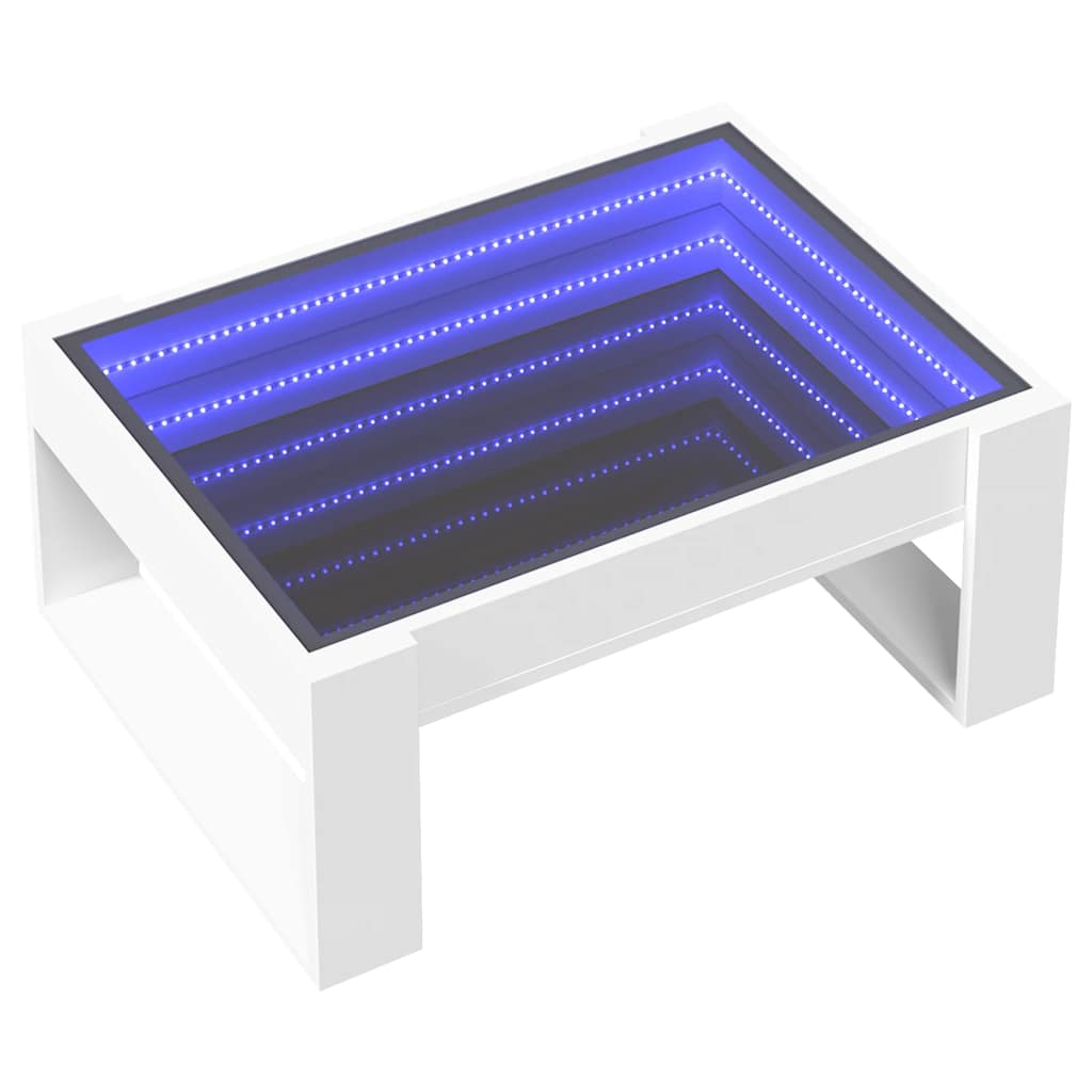 Stolik Kawowy Z Led Infinity, Biały, 70X53X30 Cm