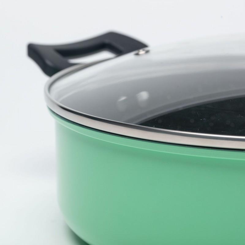 26cm Cast Iron Nonstick Frying Pan With Glass Lid Gas Induction Stove Home Kitchen Use