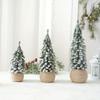 1PC Small Green Christmas Decor Plastic Christmas Tree Window Display Decor Flocked Artificial Christmas Tree
