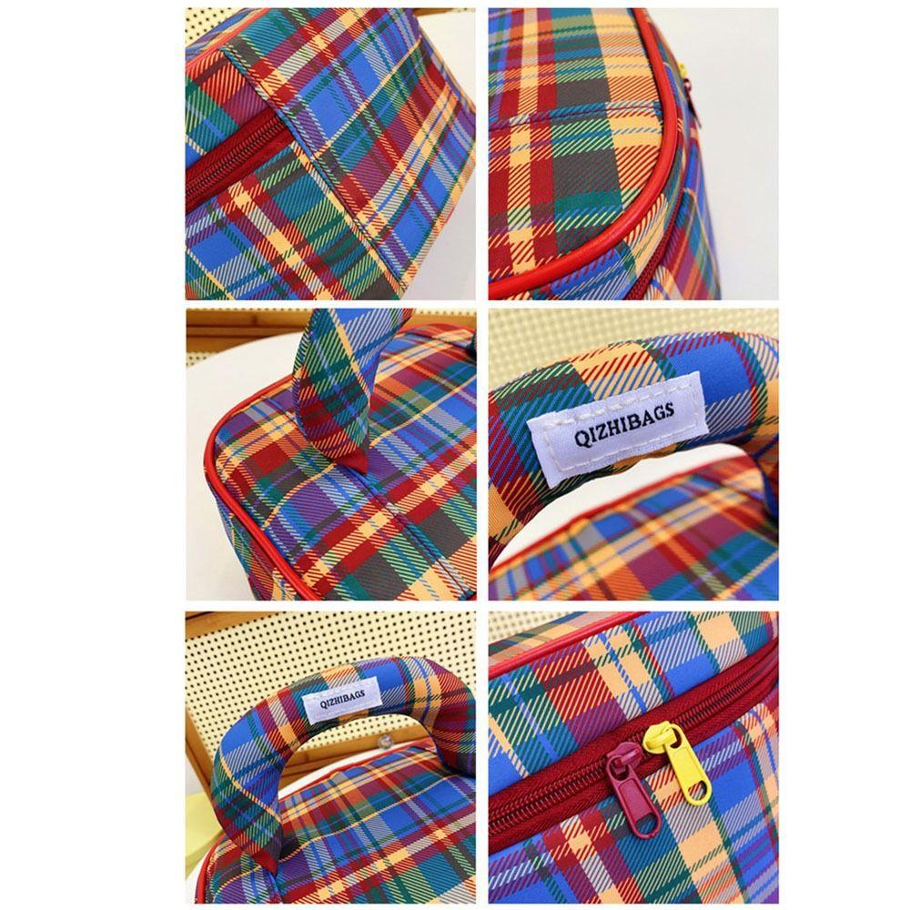 Large Capacity Women Cosmetic Bag Handbag Travel Toiletry Bag Fashion Checkered Makeup Bag Travel