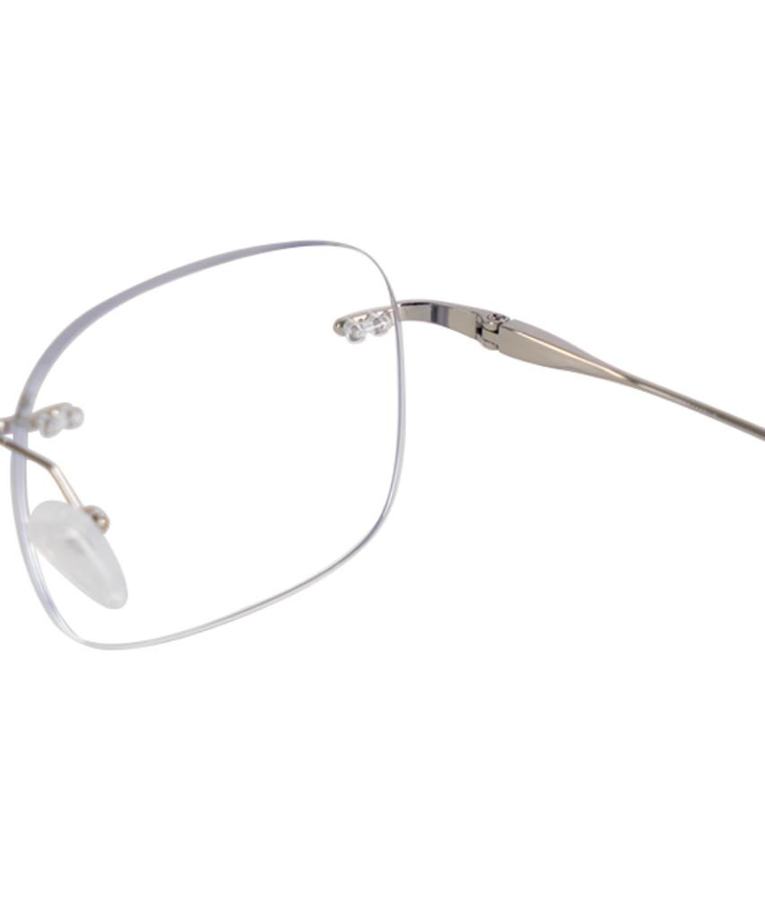 Hangeul [Blue Light Blocking] Oversized Silver Titanium Square Rimless