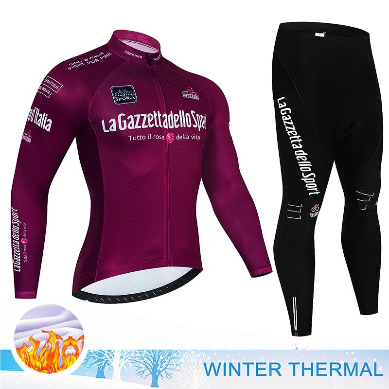 2025 Winter Thermal Fleece Sets Long Cycling Jersey 20D Gel Pad Men Fox Teleyi MTB Ropa Ciclismo Bike Bicycling Maillot Clothes