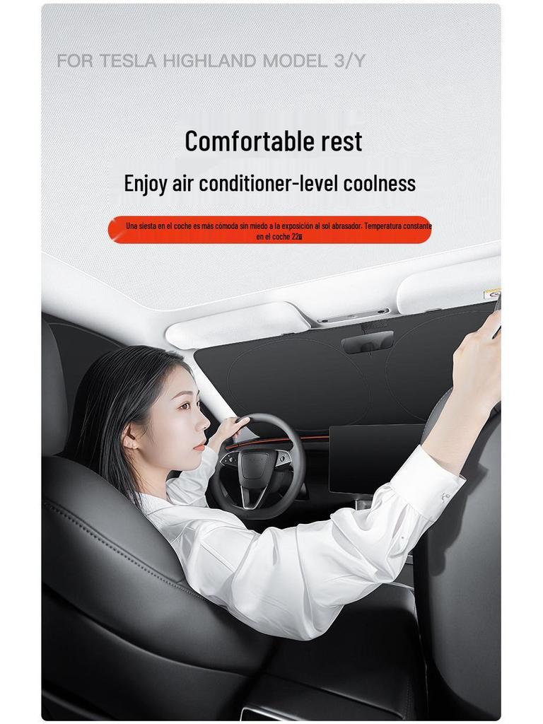 Tesla Model 3/Y Camping Privacy Sunshade with Suction Cups - Opaque, Anti-Peeping Side Panel