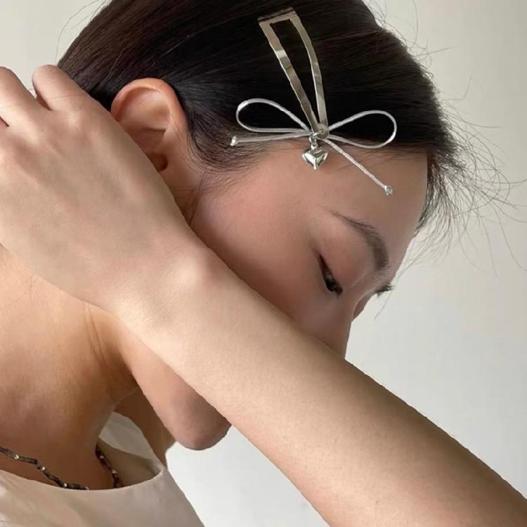 Metal Snap Hair Clip Women Barrette Accessory Bowknot Heart Hairpin Decoration
