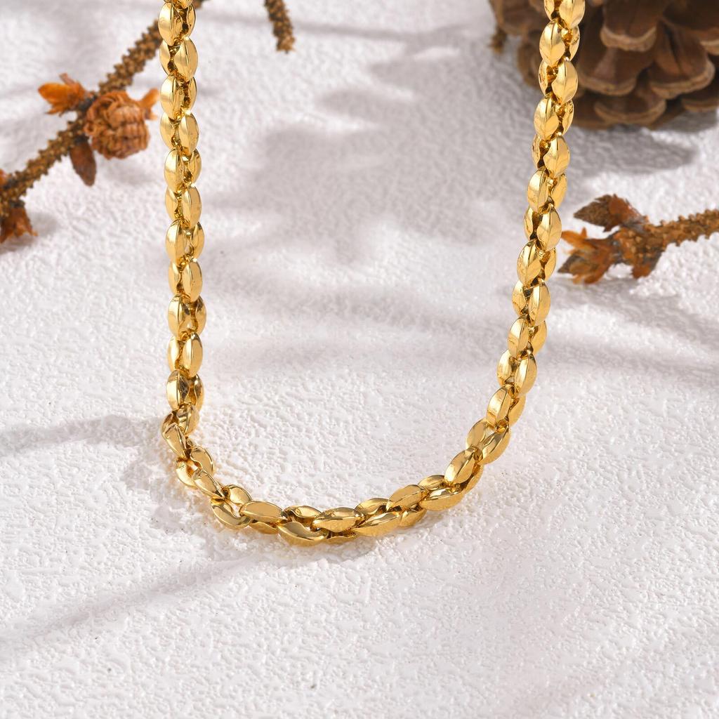 Chunky Link Necklaces for Women, Waterproof Gold Plated Statement Chain Necklace, Stainless Steel Minimalist Jewelry