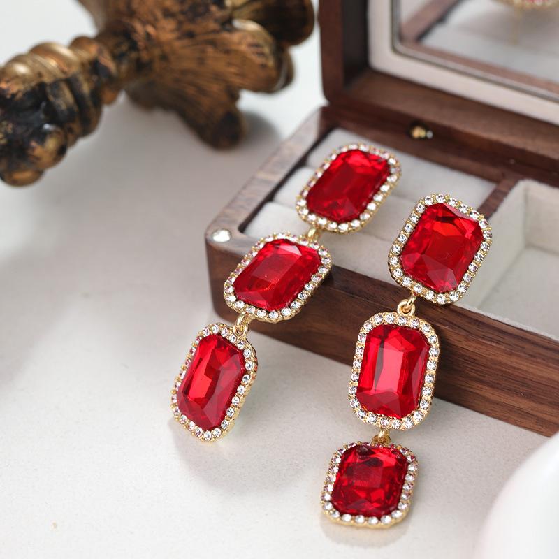 Boucles d'oreilles pendantes Zircon Fleur Colorée pour Femmes, Boucles d'oreilles pendantes Statement pour Fête & Usage Quotidien