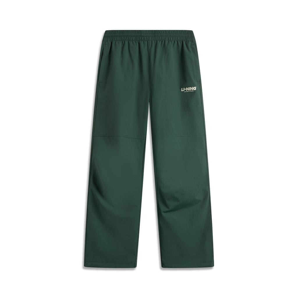 Li Ning Sports Lifestyle Series Solid Color Straight Leg Comfortable Knitted Sports Pants Men Pants Dark-Green AYKU733-1
