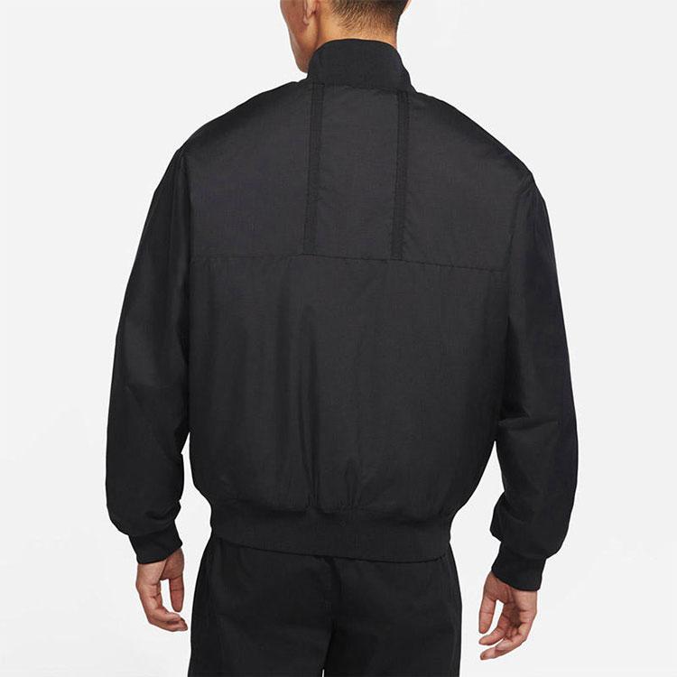 Jordan Logo Badge Baseball Collar Fitted Raglan Sleeve Jacket Autumn Men Outerwear Black DJ0878-010