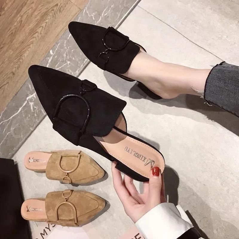 Fashion Female Shoes Cover Toe Butterfly-Knot Mules For Women 2024 Slippers Casual Square heel Loafers Slides  New Luxury Pointed