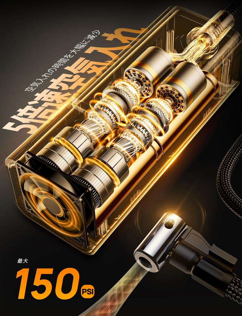 Lamicall Electric Car Tire Motorcycle Air Compressor with 5000mAh Large LED Maximum Pressure of 150 Silicone Extension and Storage Compatible with