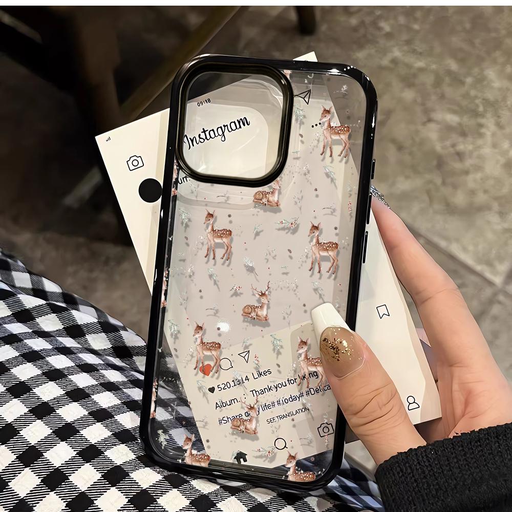 Various Styles Of Deer Phone Case For Iphone 17 16 15 14 13 12 11 Pro Max Transparent Silicone Hard Coque Cover