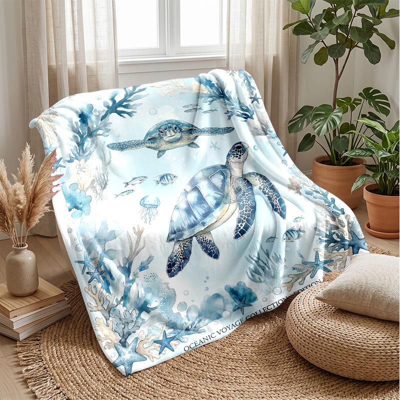 Oceanic Voyage Collection Theme blanket Lightweight Warm Flannel Blanket Decorative Throw Blanket for Home Decoration