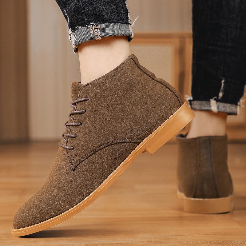 Fashion Trend Mens Autumn Spring Boots Winter High-top Leather Booty Hightcut Retro Men's Winter Walking Casual Boots