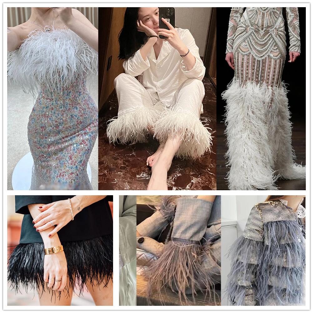 Feather1 Meter/lot Ostrich Feather Trim 10-22cm for Sewing Dress Costume Carnival Wedding Decoration DIY Craft Hair Accessories
