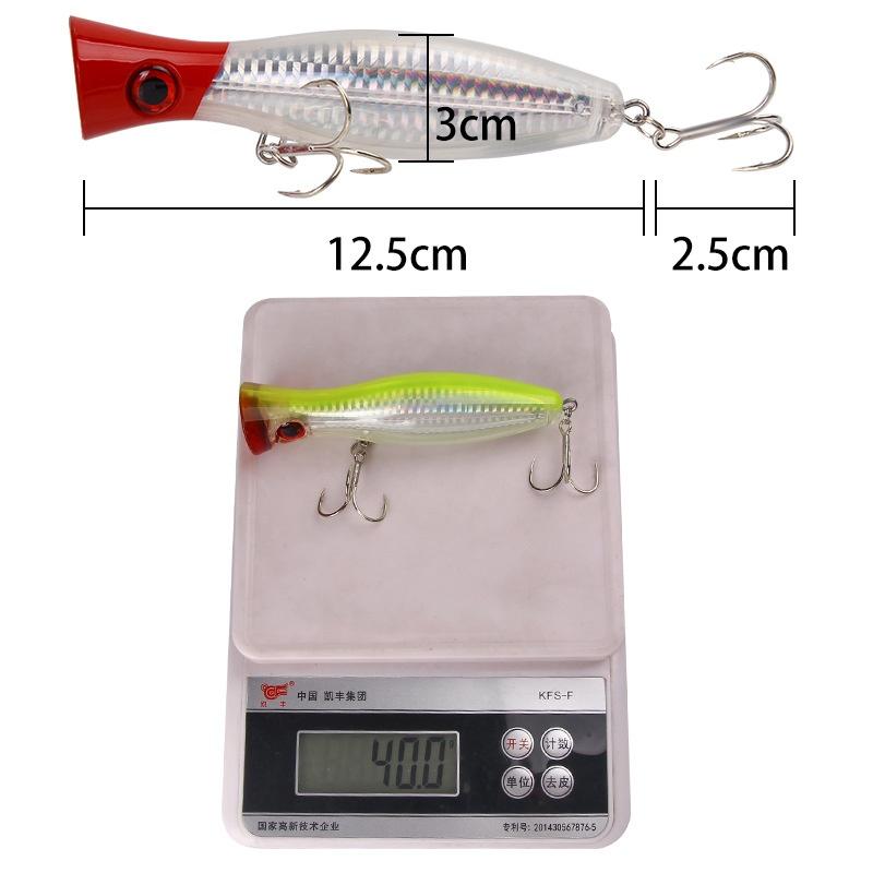 ABS Hard Bait Popper 12.5cm 40g Floating Artificial Lure for River Lake Stream Saltwater Freshwater Fishing