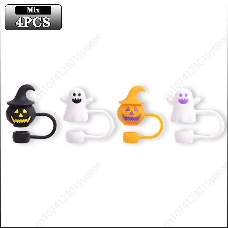 

4-40 шт. Хэллоуинские крышки для соломинок для чашек 8-10 мм Тыква Привидение Заглушки от пыли Чехлы для соломинок для кружек для праздничного декора напитков