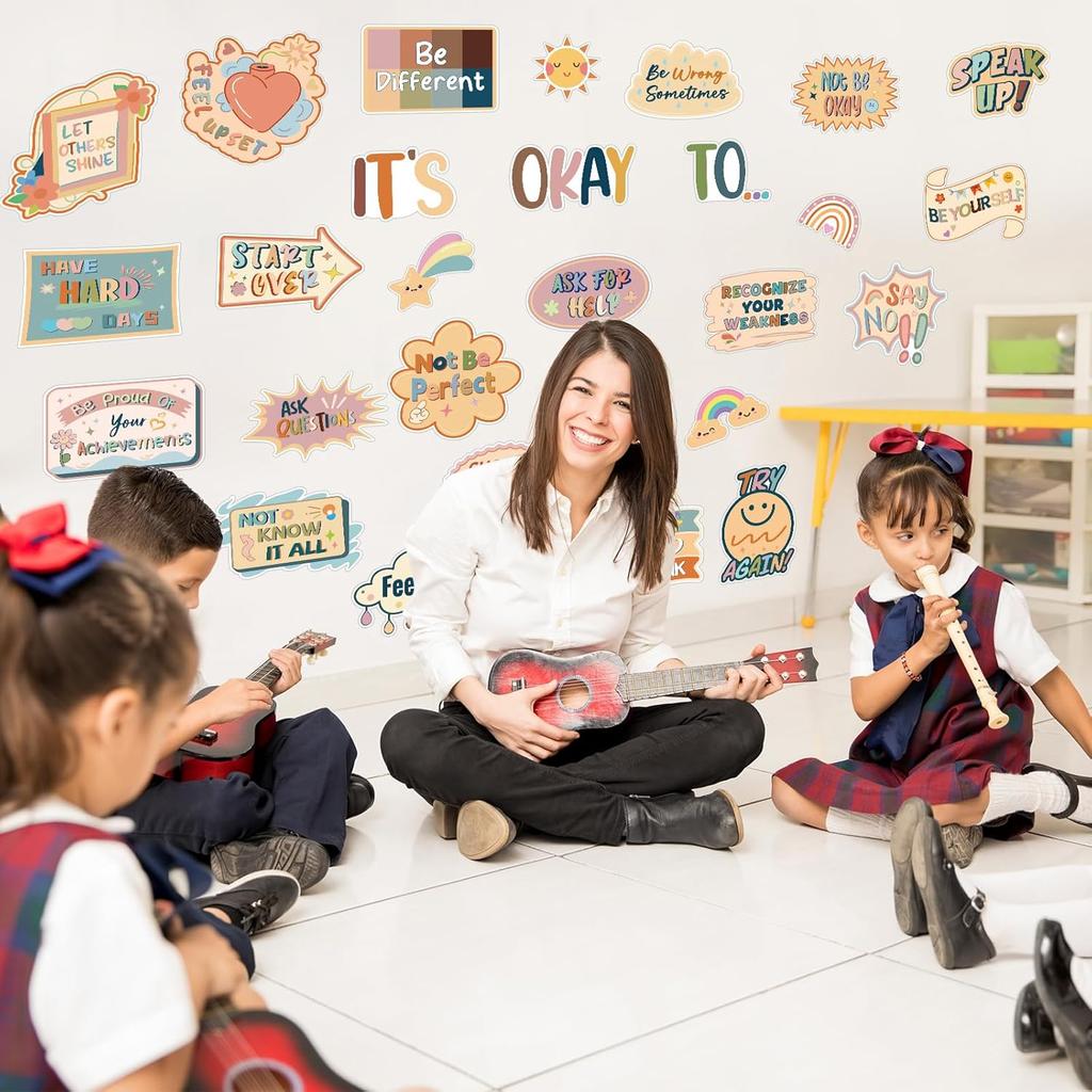 Yewfold Boho Mental Health Bulletin Board Decorations Set, It's Okay To Therapy Office Decor, Affirmation Station Classroom Decor for Teachers School