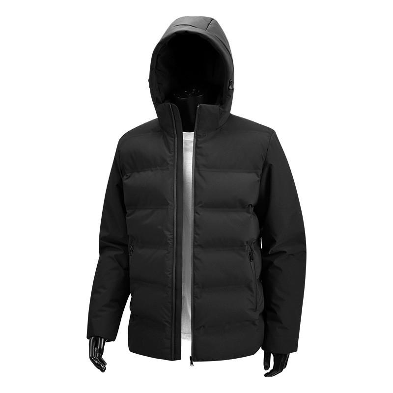 Mens Winter Cotton Jacket Loose Fit Solid Color Warm Coat Business Casual