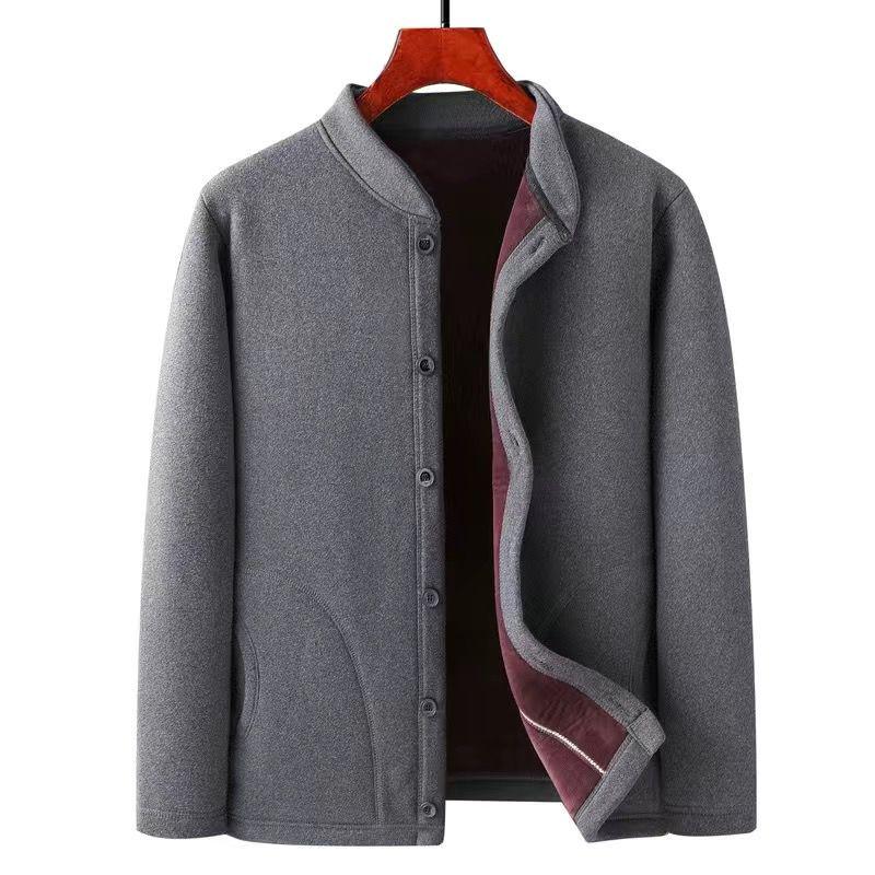 Men's Fleece-Lined Warm Winter Cardigan Jacket for Middle-Aged & Elderly