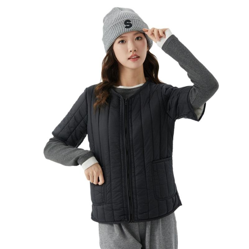 Women's new zipper thickened thermal cotton liner women's home cotton-padded clothes cotton-padded short-sleeved tops 2466