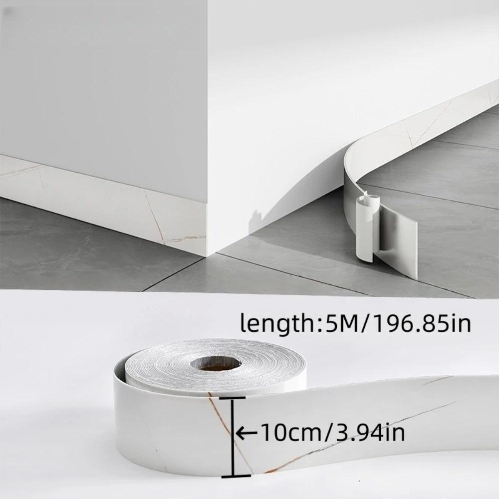 1pc 10cm X 5m PVC Self-Adhesive Marble Baseboard Sticker - Waterproof Skirting Board Protector for Corner Window Sill Home
