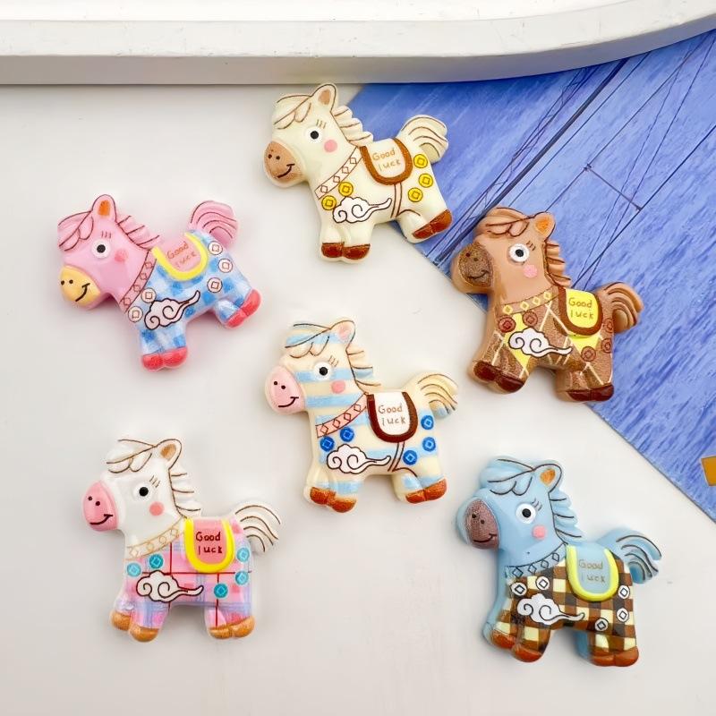 10Pcs Cartoon Diy Resin Accessories Cabochon Flatback Cute Cartoon Pony Embellishments For Diy Jewelry Making Decoration