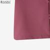 ZANZEA Women Casual Round Neck Solid Color Short Sleeve Blouse