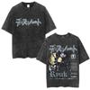 Washed Vintage Anime Death Note Ryuk Light Yagami L Lawliet Graphic T-shirt Men Casual Oversized T Shirt 90s Manga Retro Tshirt